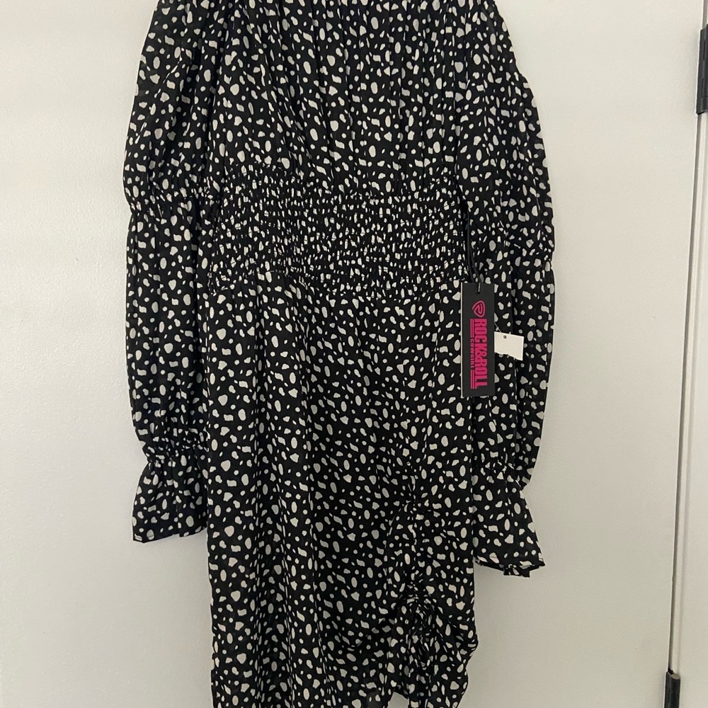 Rock & Roll Cowgirl Black and White Ruffle Spot Dress